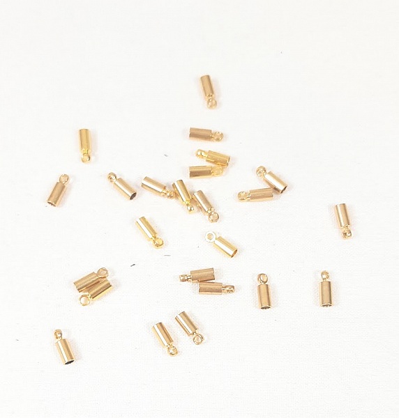 Appr&ecirc;ts bijoux: 2 embouts dor&eacute;s cordon rond 2mm