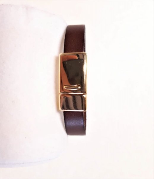 Bracelet cuir vachette marron fermoir magnétique