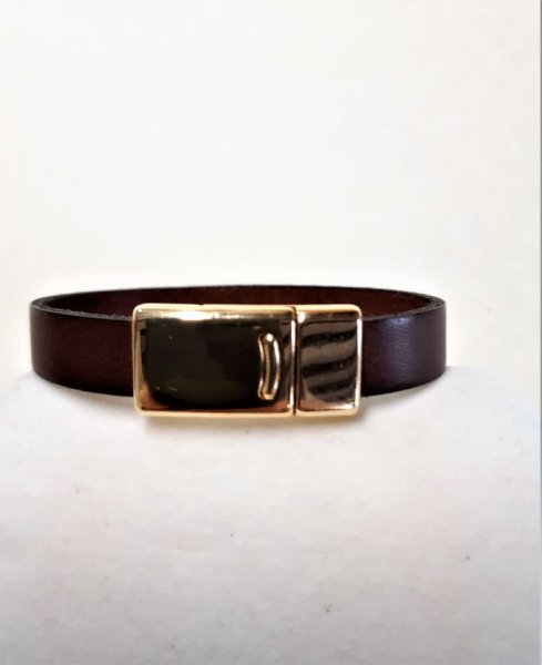 Bracelet cuir vachette marron fermoir magnétique