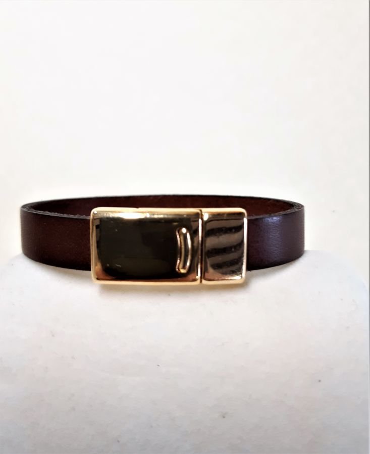 Bracelet cuir vachette marron fermoir magnétique