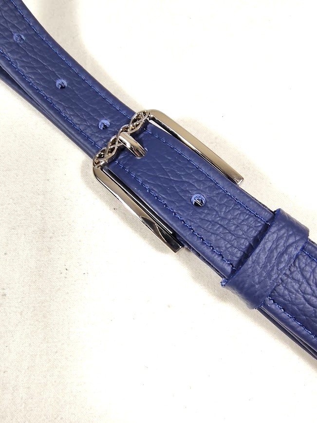 Ceinture pour Elle cuir grain&eacute; coloris bleu marine
