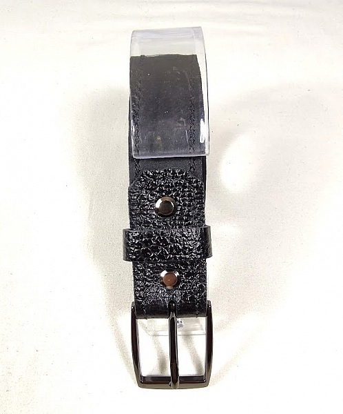 Ceinture pour Elle, cuir lisse et boucle m&eacute;tal coloris "canon de fusil".