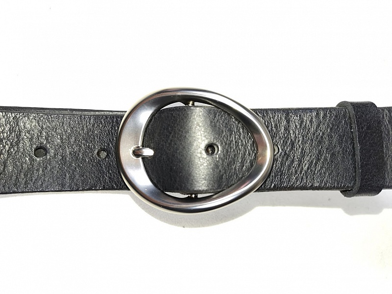 Ceinture cuir noir boucle ovale