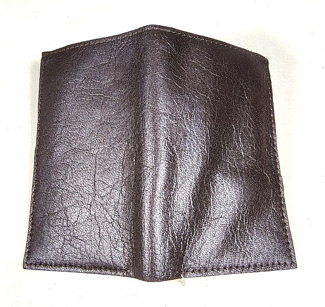 Porte feuilles porte cartes cuir marron fonc&eacute;