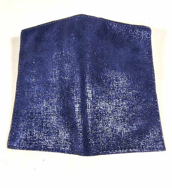 Porte feuilles et porte cartes cuir bleu