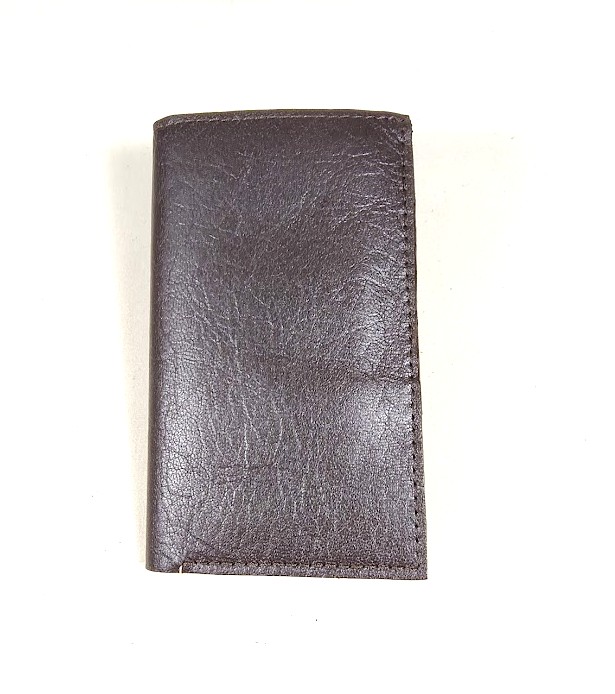 Porte feuilles porte cartes cuir marron fonc&eacute;