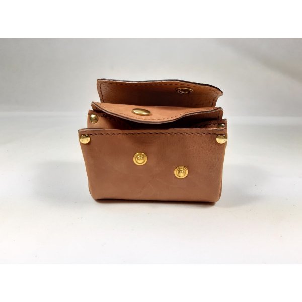 Porte-monnaie rétro cuir chèvre imprimé coloris havane