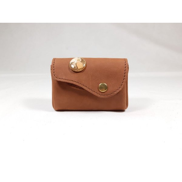 Porte-monnaie rétro cuir chèvre imprimé coloris havane