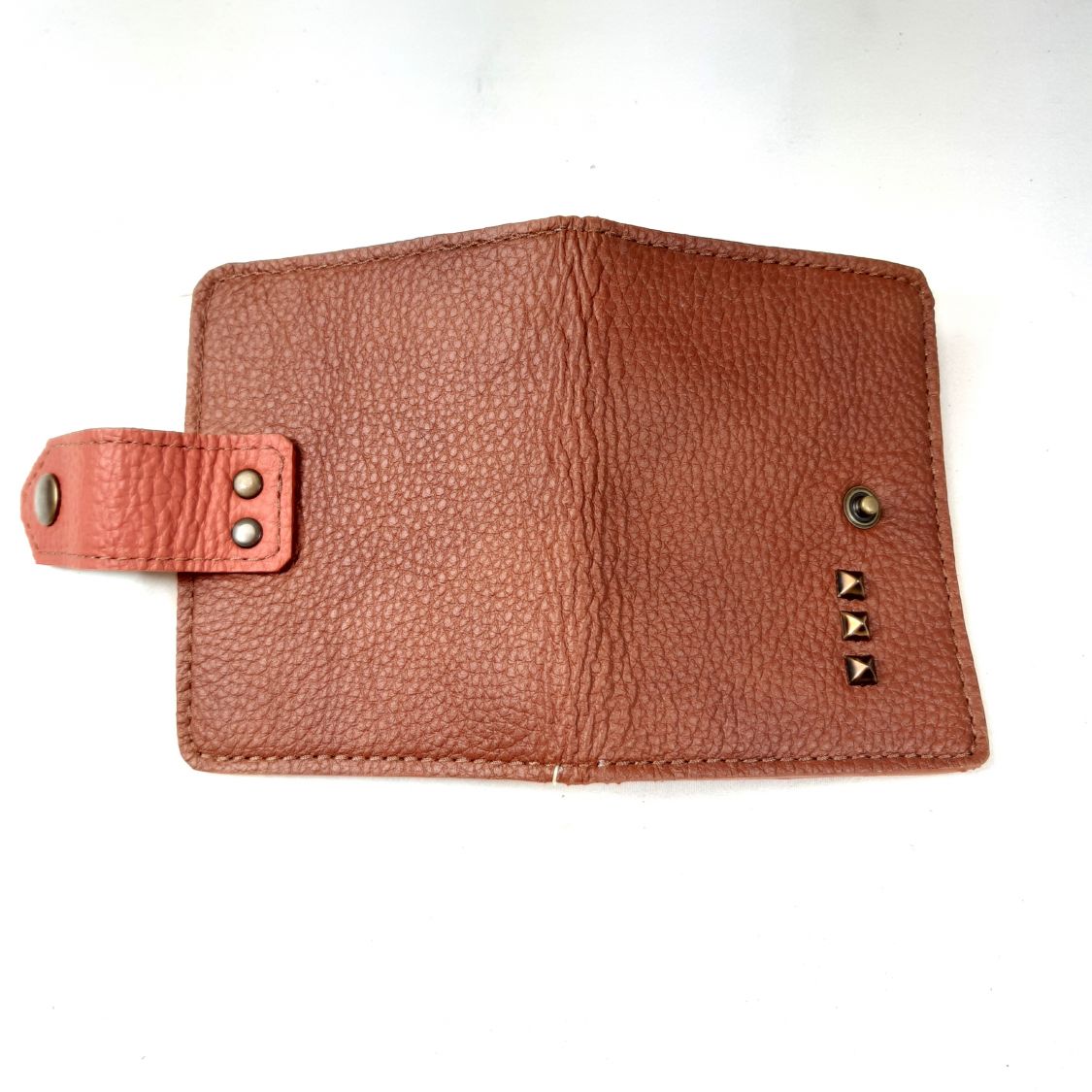 Porte papiers cuir de vachette grainé, coloris marron