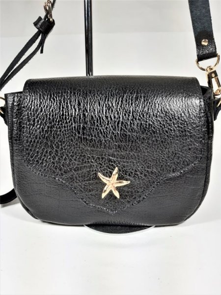 Sac bandoulière cuir vachette,imprimé façon croco,fabrication artisanale coloris noir