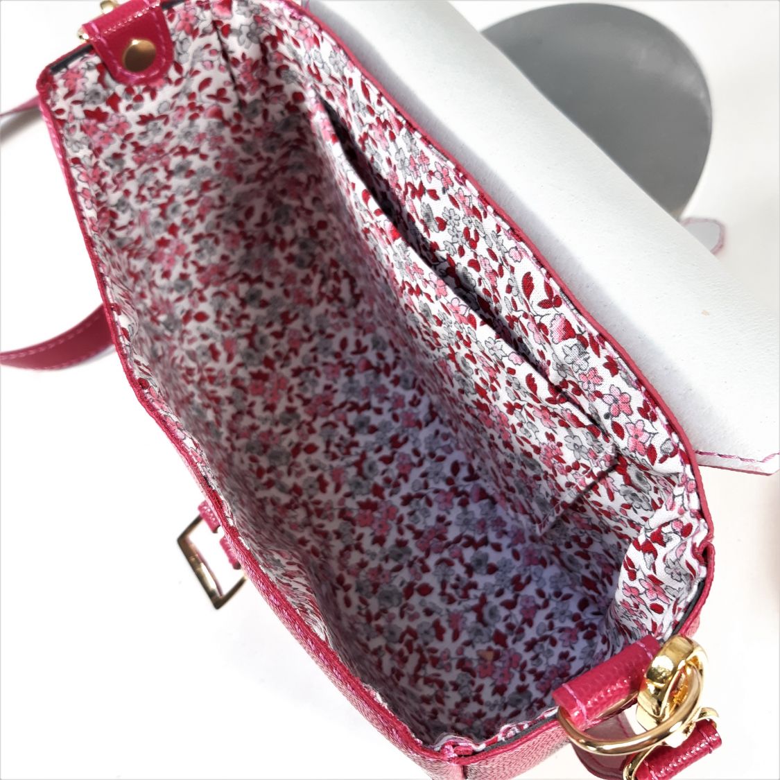 Sac en cuir de vachette grainé coloris rose fuchsia