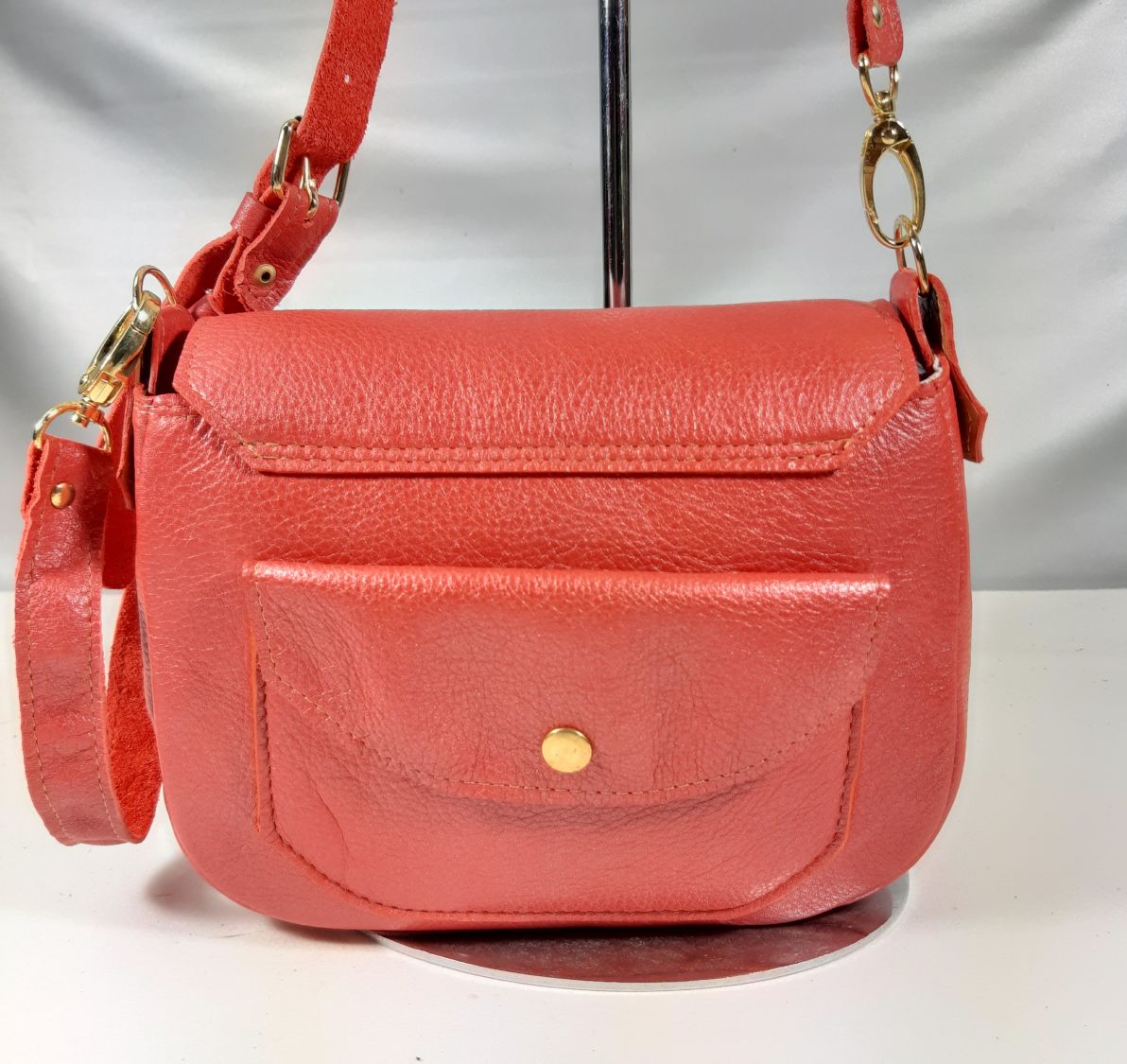 Sac en cuir de vachette lisse coloris orange