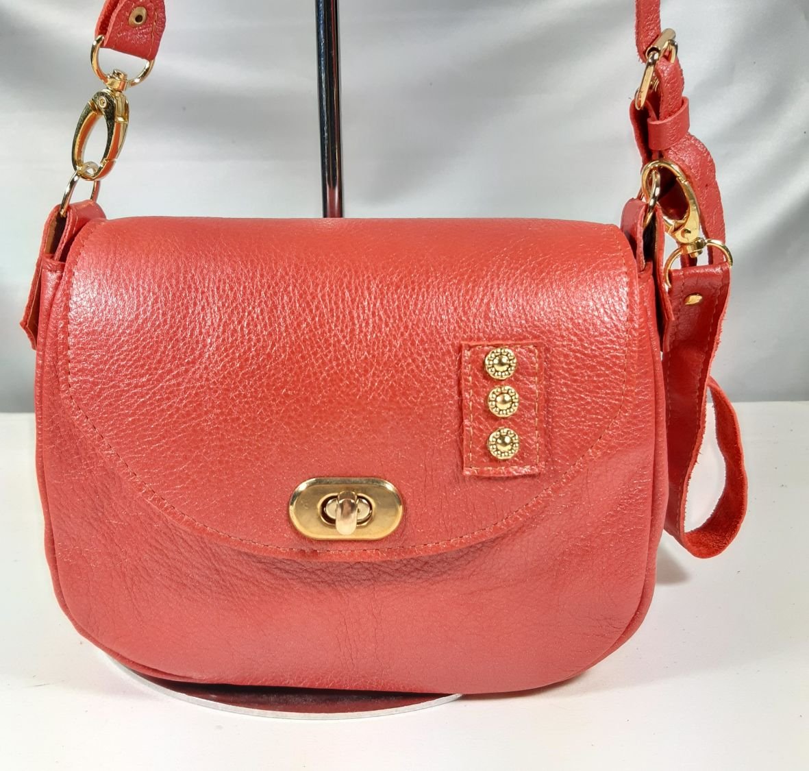Sac en cuir de vachette lisse coloris orange