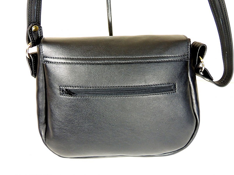 Sac &agrave; main cuir de vachette coloris noir.