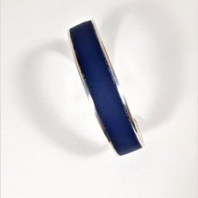 Bracelet jonc métal et cuir, coloris bleu.